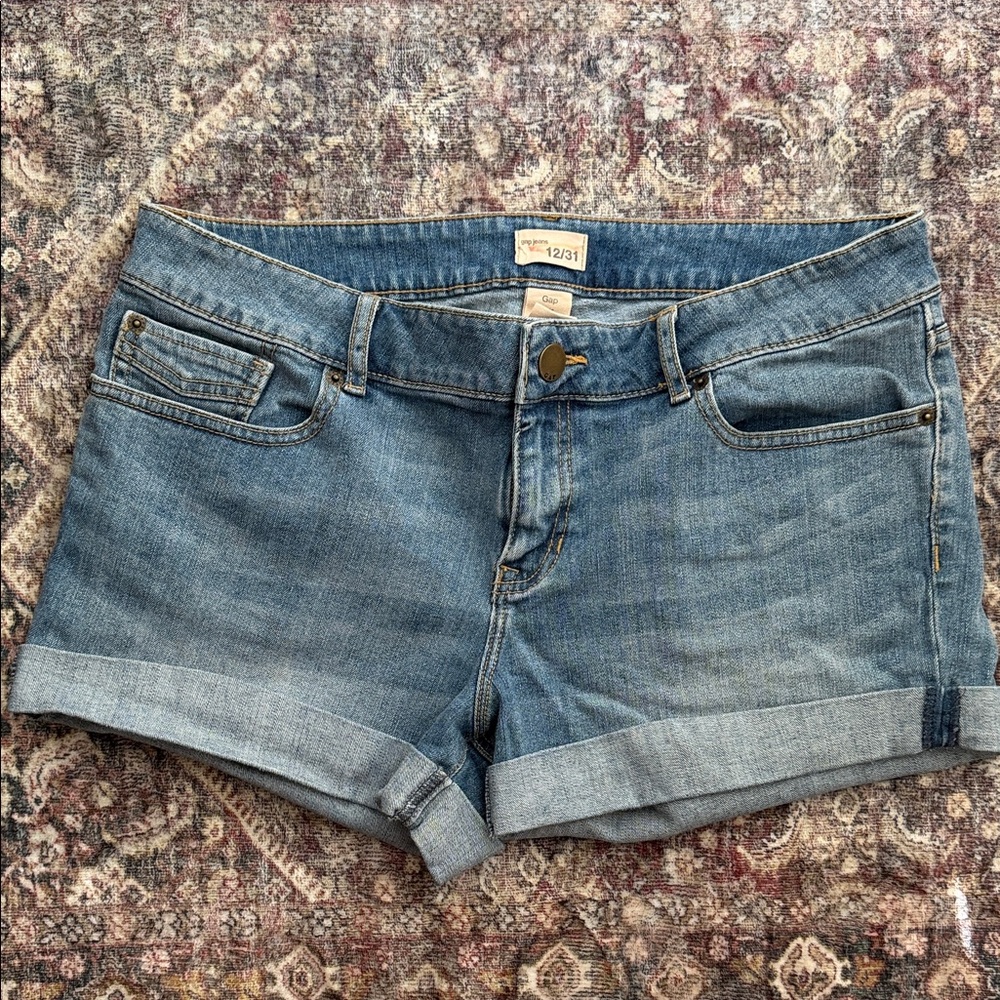 GAP Light Blue Rolled Cuff Denim Shorts
